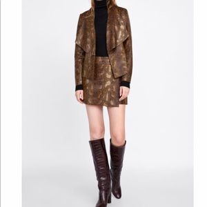 Zara Faux suede animal print jacket